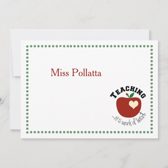 Teaching is a work of heart (Front)