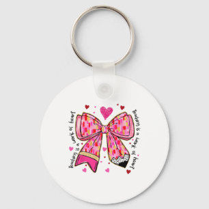 Teaching Is A Work Of Heart Pencil Bow Teacher Val Key Ring