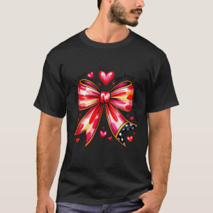 Teaching Is A Work Of Heart Pencil Bow Teacher Val T-Shirt