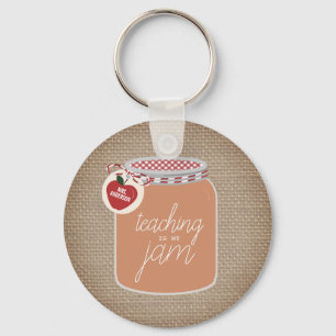 Teaching is my Jam Mason Jar Apple Teacher Key Ring