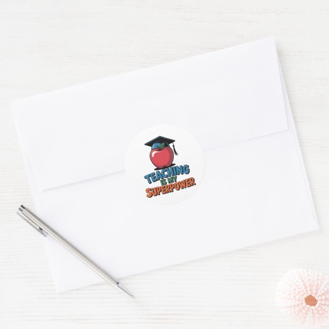 Teaching Is My Superpower Funny Teacher Sticker Te (Envelope)