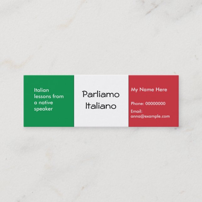 Teaching Italian Language -- Advertising Cards (Front)