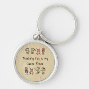 Teaching Kids is My Super Power Fun Quote Key Ring
