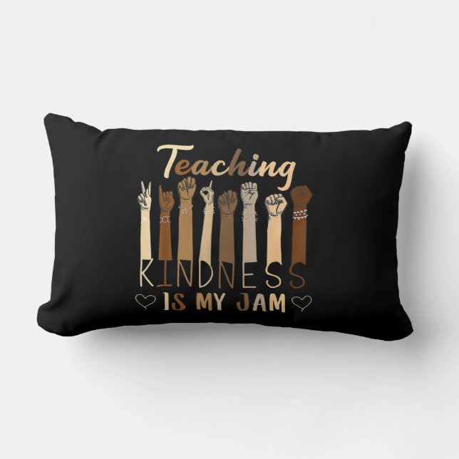 Teaching Kindness Is My Jam Autism Awareness T-Shi Lumbar Cushion (Front)