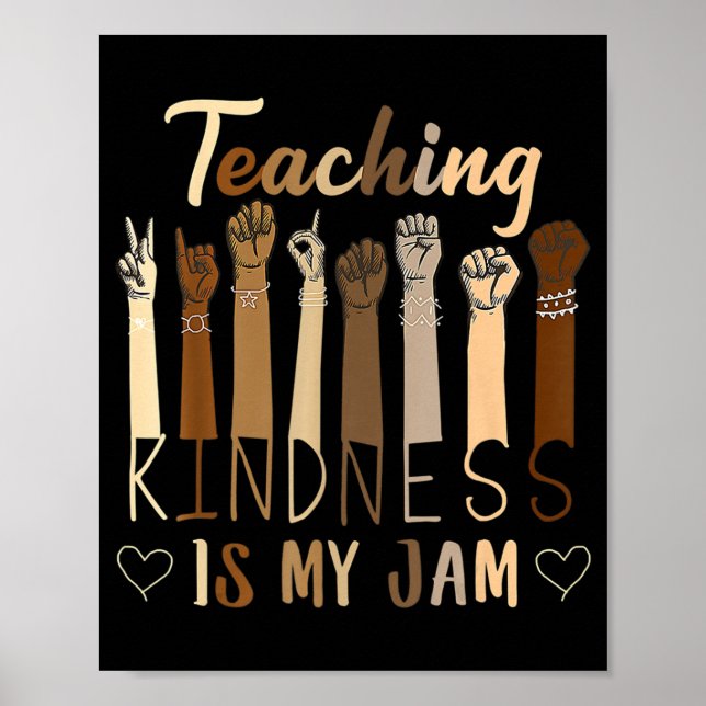 Teaching Kindness Is My Jam Autism Awareness T-Shi Poster (Front)