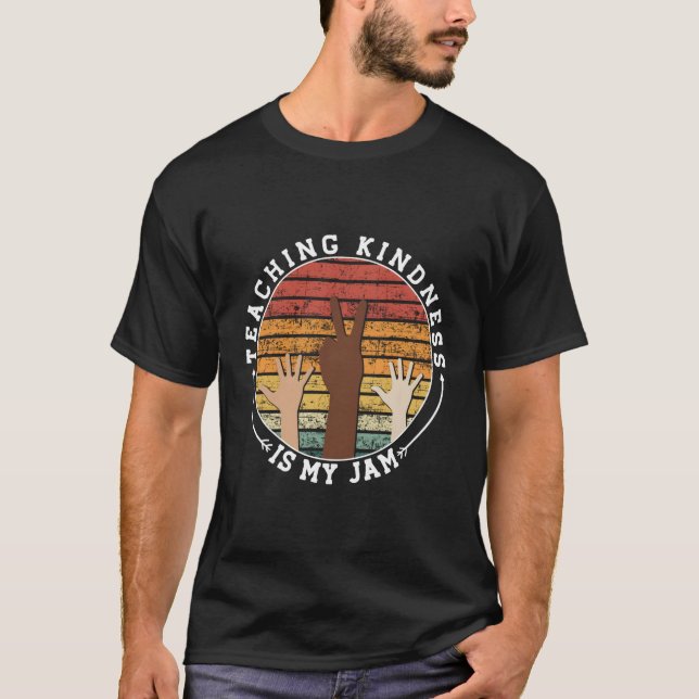 Teaching Kindness Is My Jam Pride Black Hand T-Shirt (Front)