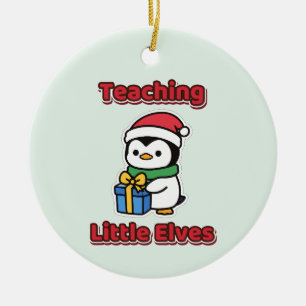 Teaching Little Elves Christmas Teacher Ceramic Tree Decoration