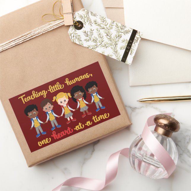 TEACHING LITTLE HUMANS ONE HEART AT A TIME         RECTANGULAR STICKER (Gifting)