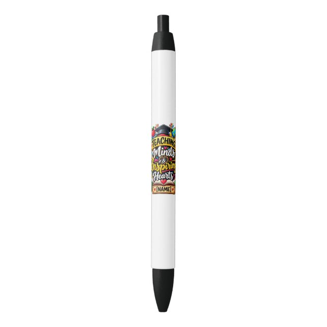 Teaching Minds & Inspiring Hearts Black Ink Pen (Front Vertical)
