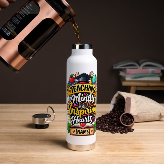 Teaching Minds & Inspiring Hearts Water Bottle (Coffee (Rotated))