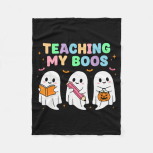 Teaching My Boos Soky Teacher Women Cute Ghost  Fleece Blanket