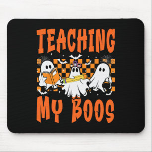 Teaching My Boos Teacher Cute Ghost Groovy Teacher Mouse Mat