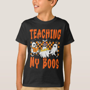 Teaching My Boos Teacher Cute Ghost Groovy Teacher T-Shirt