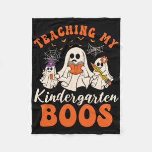 Teaching My Kindergarten Boos Retro Ghost Hallowee Fleece Blanket