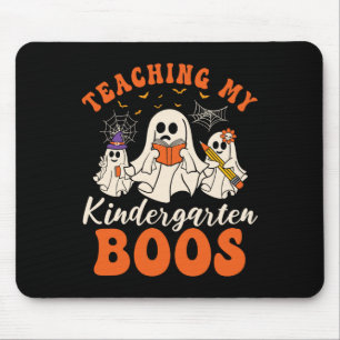 Teaching My Kindergarten Boos Retro Ghost Hallowee Mouse Mat