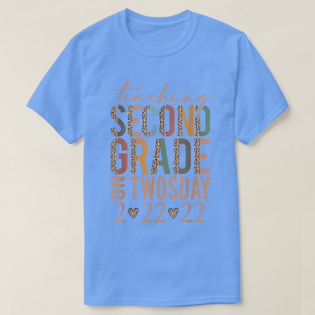 Teaching second Grade on twosday 22222 Leopard Tea T-Shirt (Design Front)