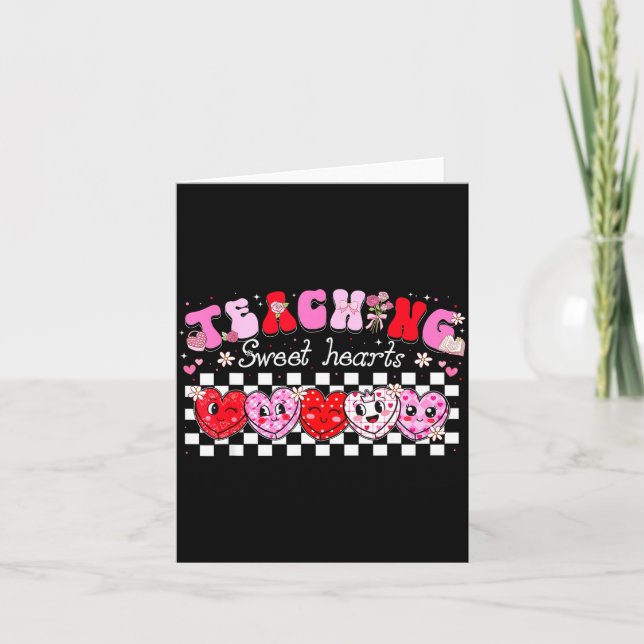 Teaching Sweet Hearts Floral Valentine Girl Women  Card (Front)