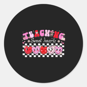 Teaching Sweet Hearts Floral Valentine Girl Women  Classic Round Sticker