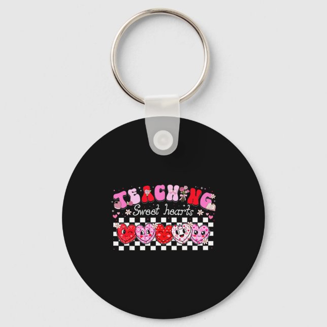 Teaching Sweet Hearts Floral Valentine Girl Women  Key Ring (Front)