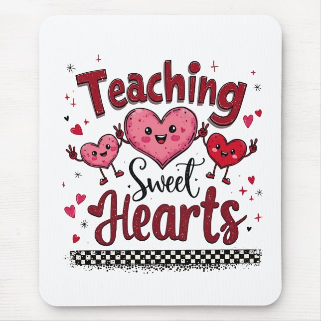 Teaching Sweet Hearts Funny Valentine's Teacher  Mouse Mat (Front)