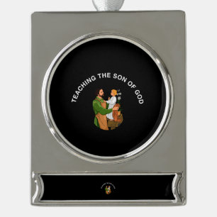 TEACHING THE SON OF GOD SILVER PLATED BANNER ORNAMENT
