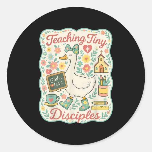 Teaching Tiny Disciples Christian Bible Teacher Go Classic Round Sticker (Front)
