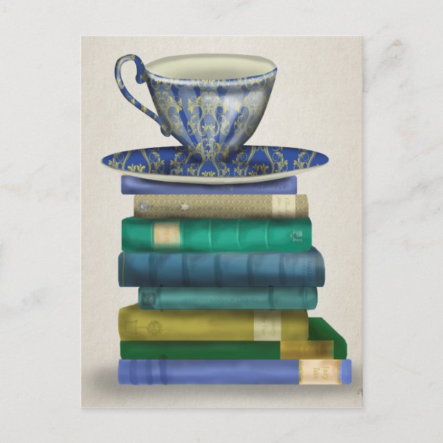 Teacup and Books 3 Postcard (Front)