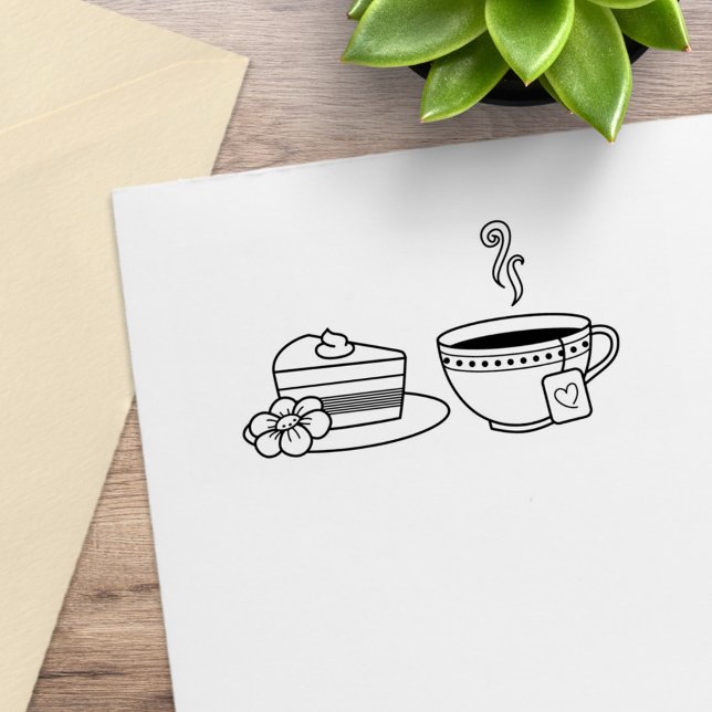 Teacup and Cake Rubber Stamp (Creator Uploaded)