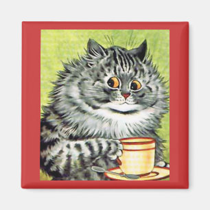 Teacup Cat Magnet by Louis Wain