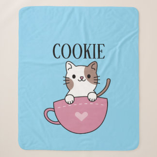 Teacup Cat Pesonalized Sherpa Blanket