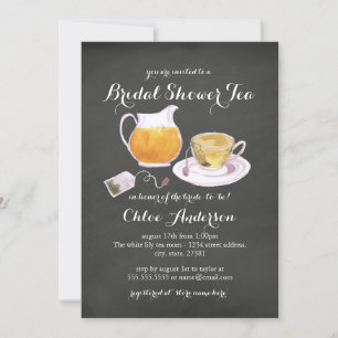 Teacup Chalkboard Bridal Shower Tea Party Invite