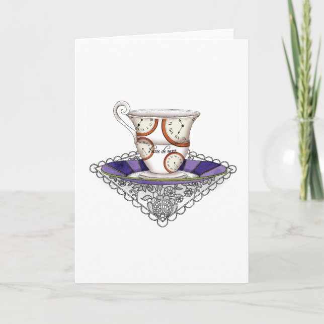 Teacup Clocks Greeting Card (Front)