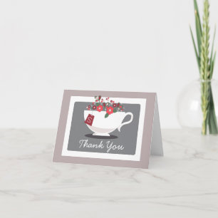 Teacup Coral Floral Thank You Card