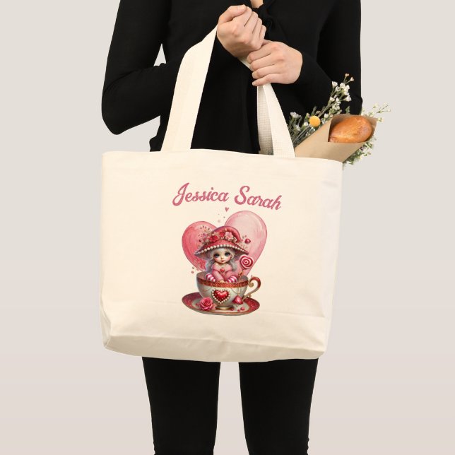 Teacup Cuties  Large Tote Bag (Front (Product))