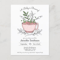 Teacup Floral Hand-drawn Tea Party Baby Shower