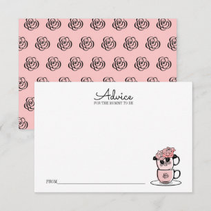 Teacup & Flowers Baby Shower Advice Card For Mum