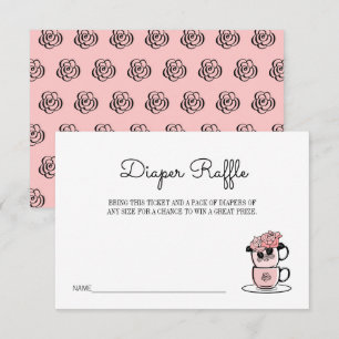 Teacup & Flowers Baby Shower Diaper Raffle Ticket Invitation