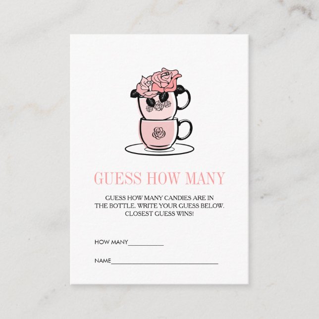 Teacup & Flowers Baby Shower Guess How Many Game Enclosure Card (Front)
