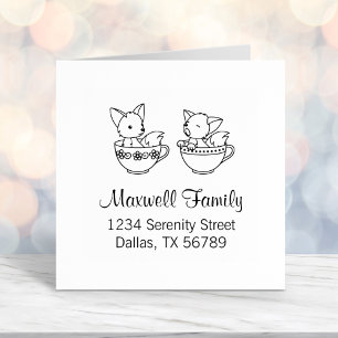 Teacup Foxes Family Address Self-inking Stamp
