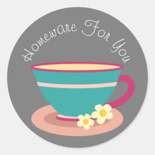 Teacup homeware design Gift business branding Classic Round Sticker