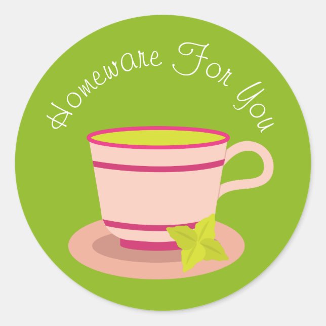 Teacup homeware design Gift business branding Classic Round Sticker (Front)