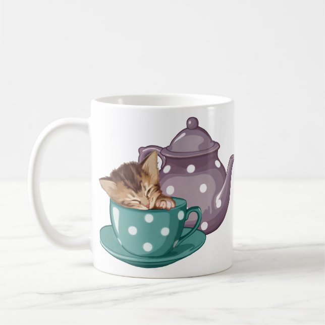 Teacup Kitten Coffee Mug (Left)