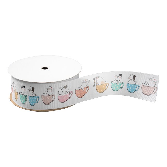 Teacup Kitties Grosgrain Ribbon (Spool)