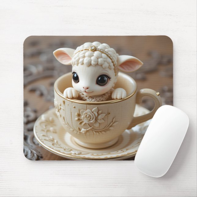Teacup Lamb Carving Mouse Mat (With Mouse)
