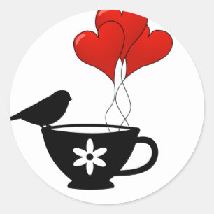 Teacup of Hearts Classic Round Sticker