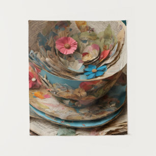 Teacup of Paper Filled With Flowers Tapestry