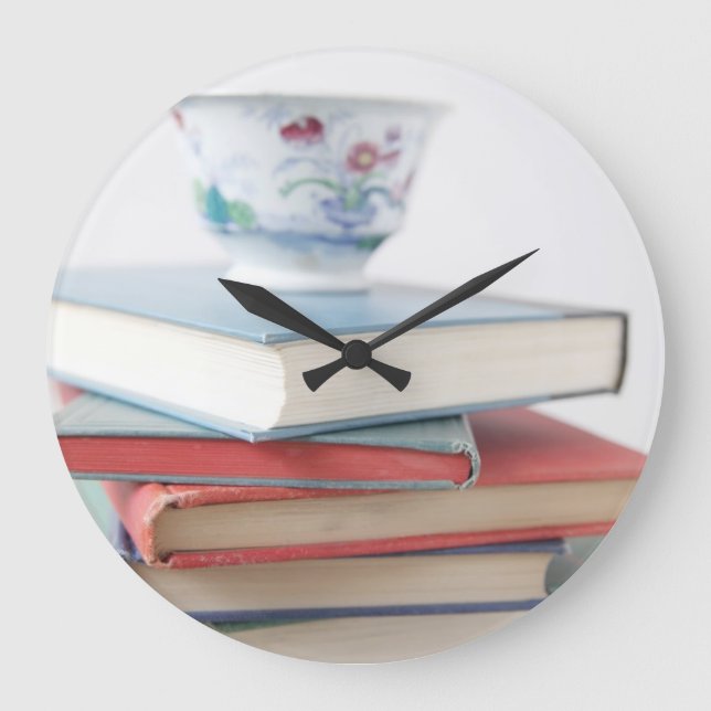 Teacup on book stack clock (Front)