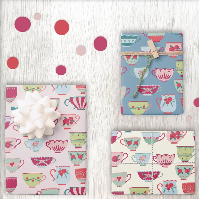 Teacup Pattern Wrapping Paper Sheet (Creator Uploaded)