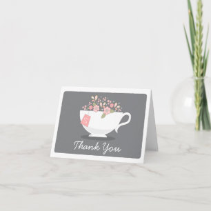 Teacup Pink Floral Thank You Card