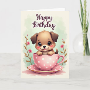 Teacup Puppy Birthday Card